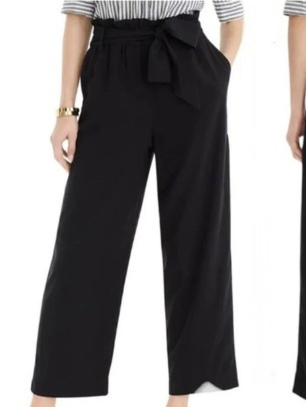 Point Sur J Crew Black Paperbag Waist Wide Leg Pants Size 10 No Belt